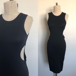 ZARA BLACK FITTED SIDE CUTOUT TANK DRESS - S